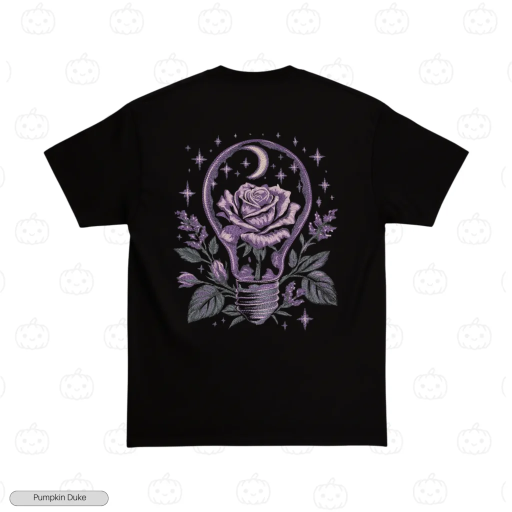Rose in Light Bulb Embroidery T-Shirt
