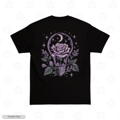Rose in Light Bulb Embroidery T-Shirt