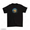 Sailboat Sunset Ocean Wave Black Front Embroidery T-Shirt Sailboat Sunset Embroidery T-Shirt