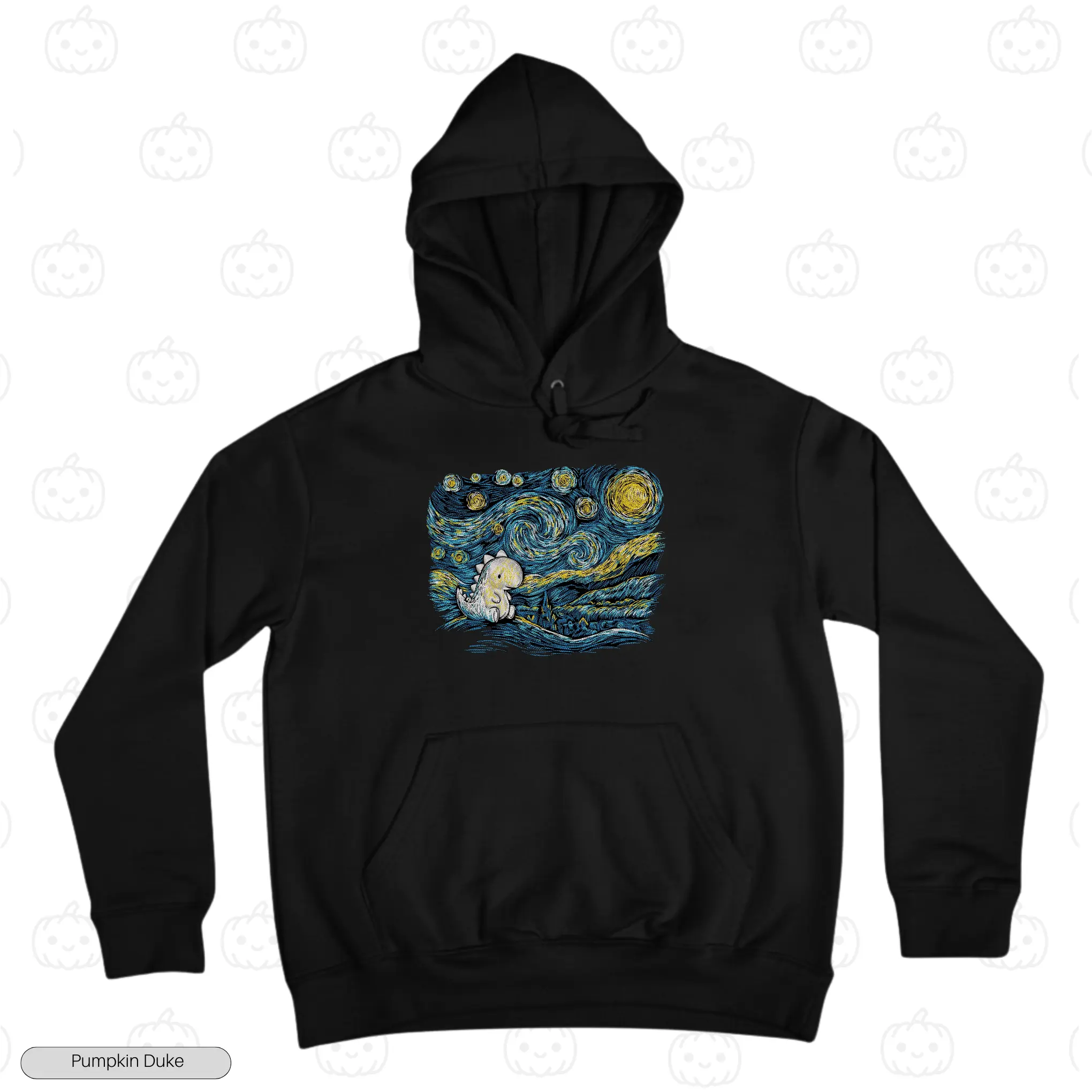 Starry Night Baby Dinosaur Embroidery Hoodie