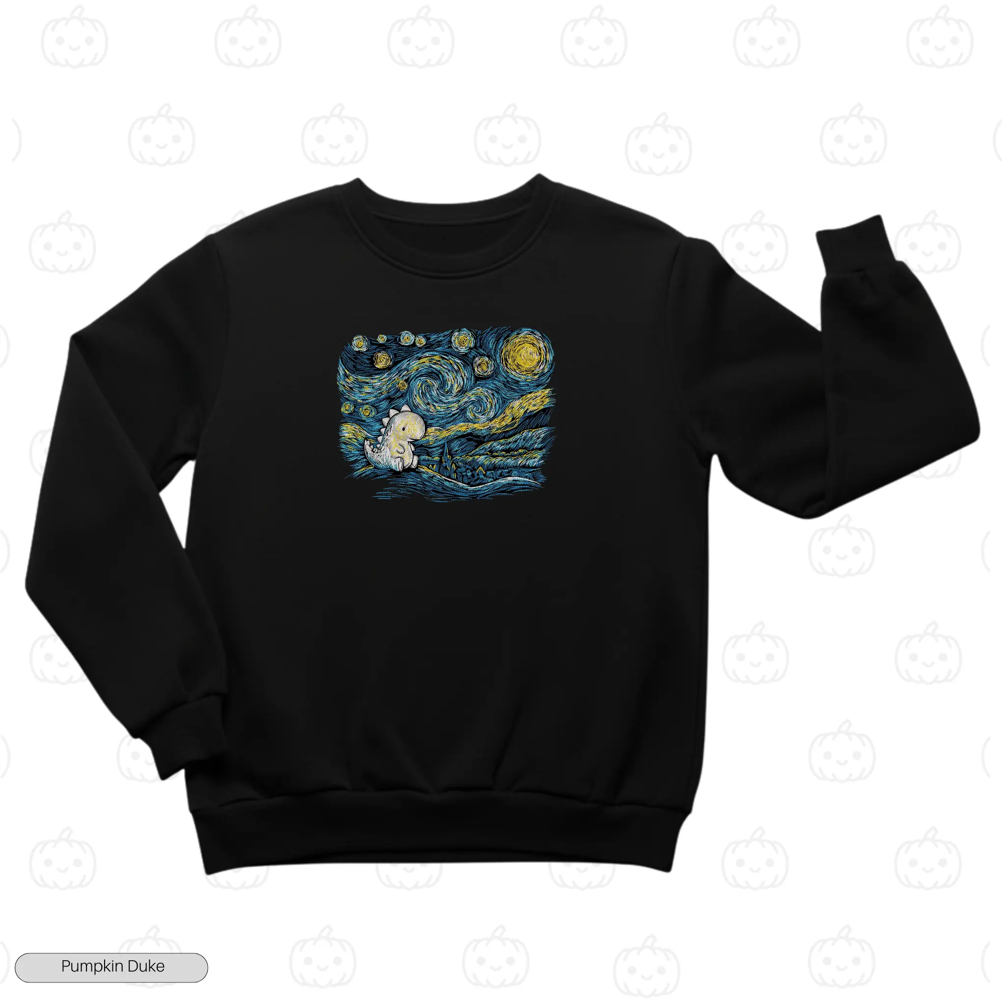 Starry Night Baby Dinosaur Embroidery Sweatshirt