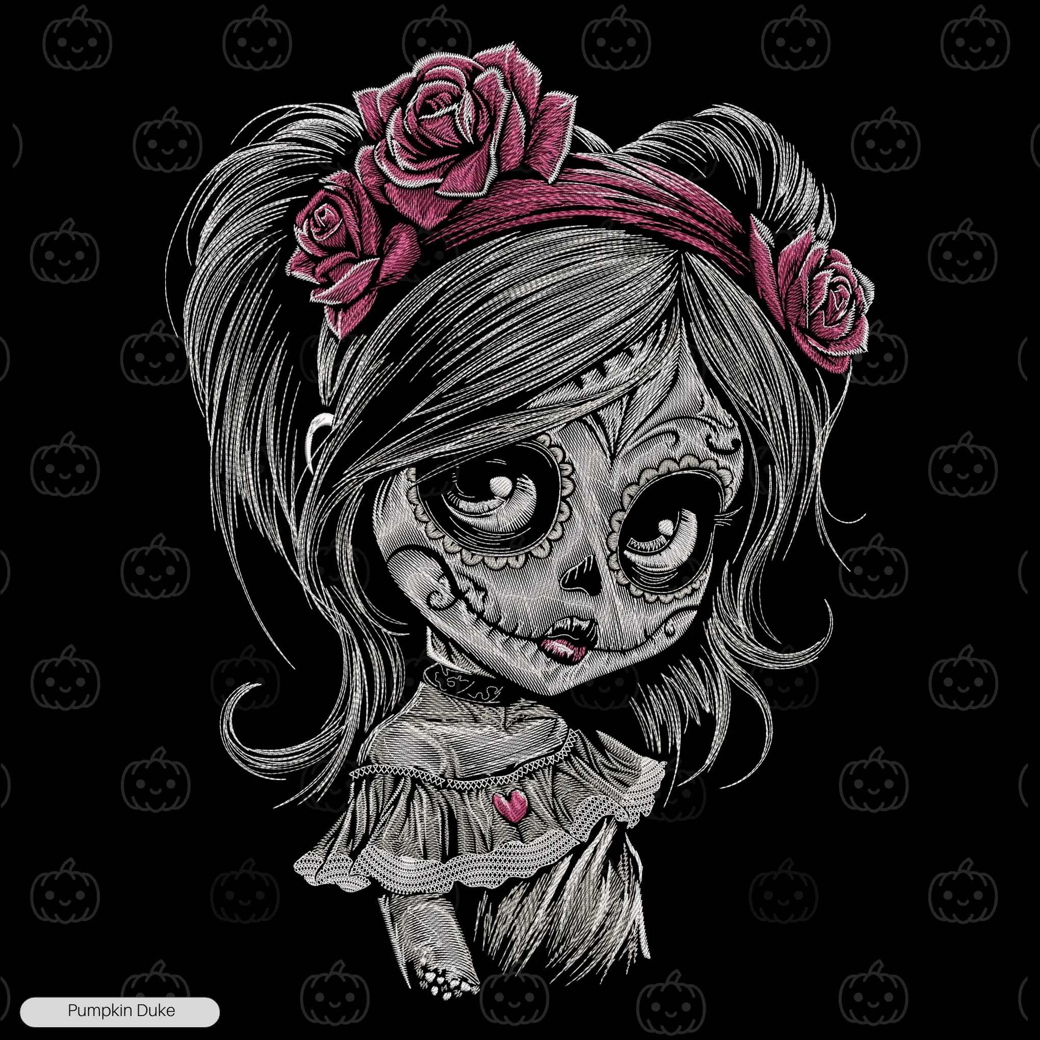 Sugar Skull Girl Embroidery Hoodie