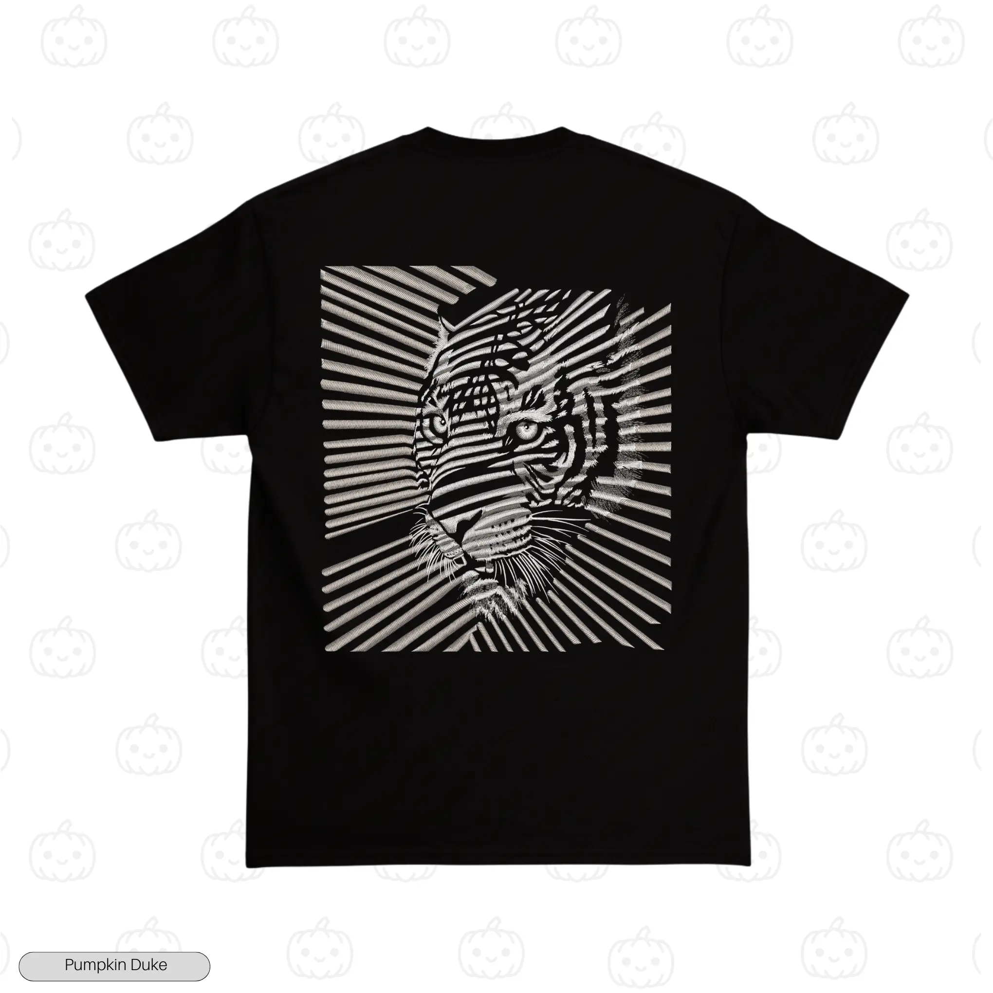 Tiger Light Illusion Black Back Embroidery T-Shirt Tiger Light Illusion Embroidery T-Shirt