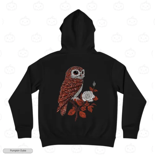 Vintage Floral Owl Embroidery Hoodie