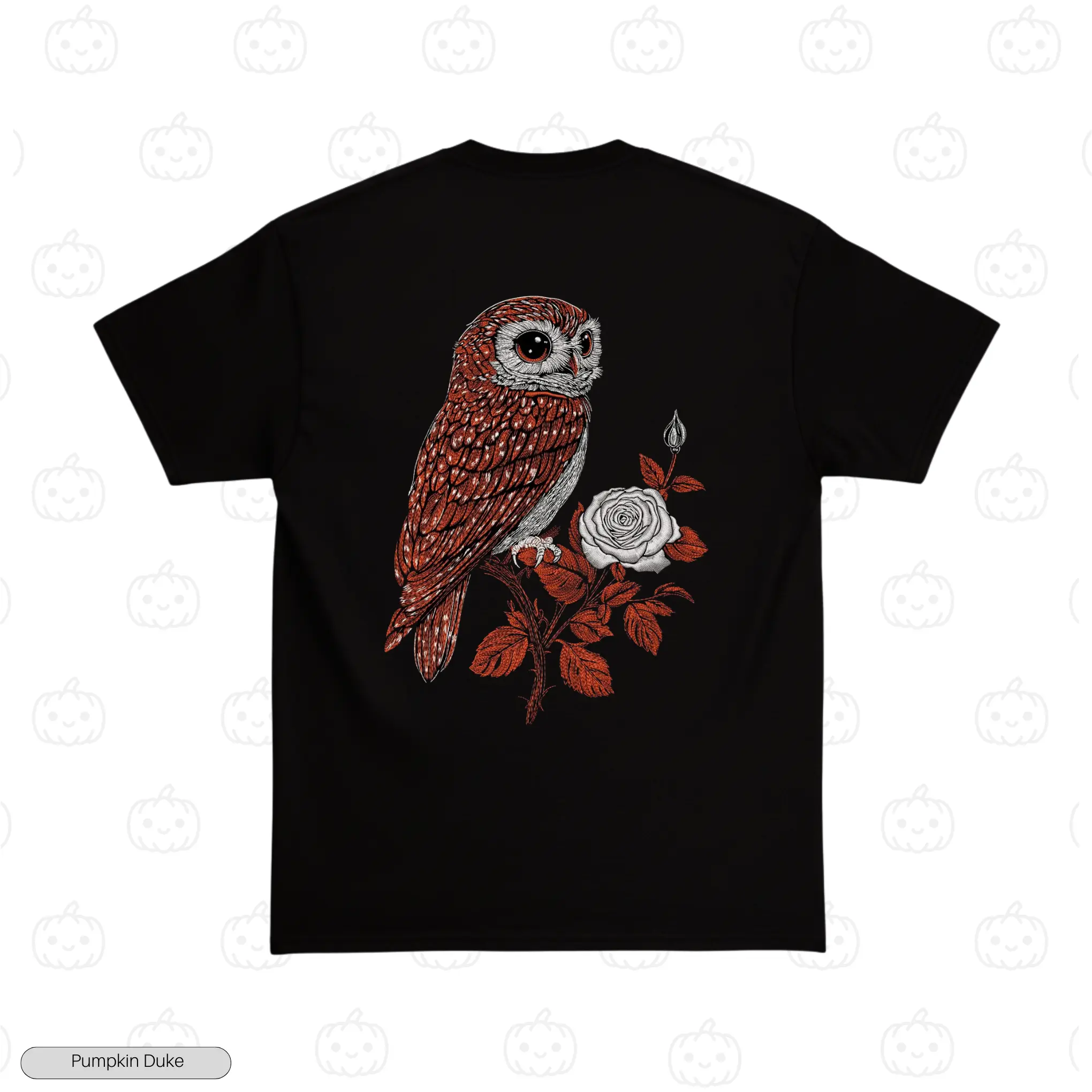 Vintage Floral Owl Embroidery T-Shirt