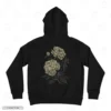 Vintage Peony Flower Black Back Embroidery Hoodie Vintage Peony Flower Embroidery Hoodie