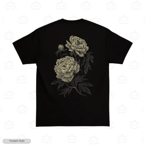 Vintage Peony Flower Embroidery T-Shirt