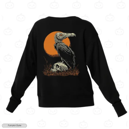 Vulture on Skull Embroidery Sweatshirt