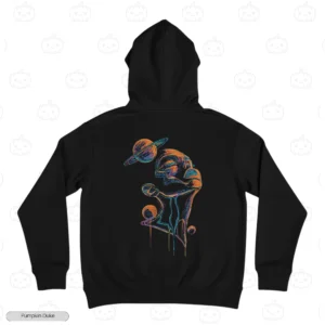 Abstract Face Planets Embroidery Hoodie