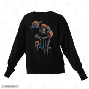 Abstract Face Planets Embroidery Sweatshirt