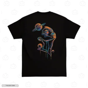 Abstract Face Planets Embroidery T-Shirt