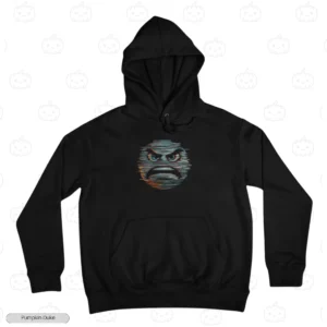 Angry Glitch Pixel Face Embroidery Hoodie