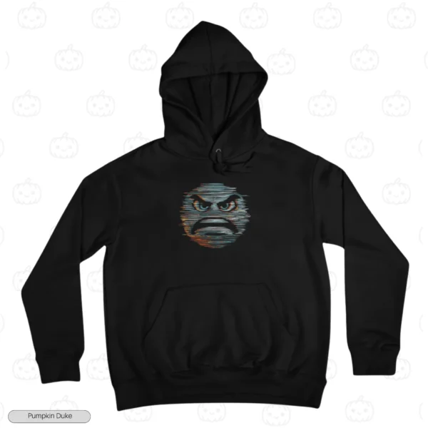 Angry Glitch Pixel Face Embroidery Hoodie