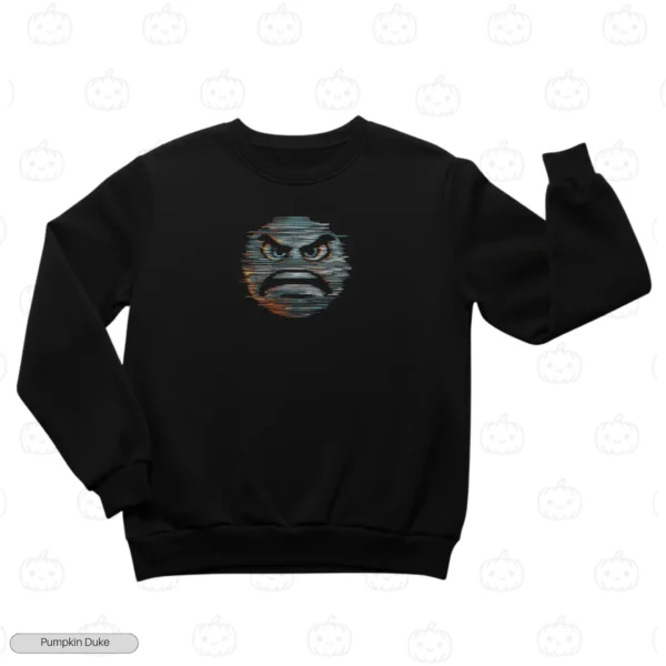 Angry Glitch Pixel Face Embroidery Sweatshirt