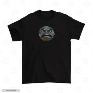 Angry Glitch Pixel Face Embroidery T-Shirt