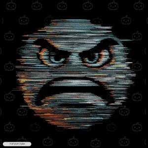 Angry Glitch Pixel Face Embroidery Hoodie