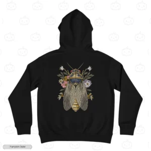Cicada Floral Embroidery Hoodie