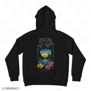Floral Jar Landscape Embroidery Hoodie