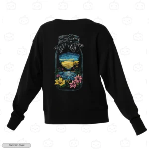 Floral Jar Landscape Embroidery Sweatshirt