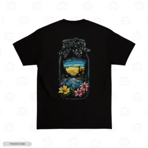 Floral Jar Landscape Embroidery T-Shirt