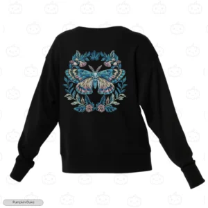 Floral Wreath Moth Embroidery Sweatshirt