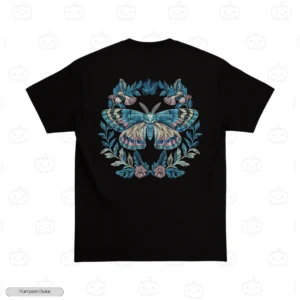 Floral Wreath Moth Embroidery T-Shirt