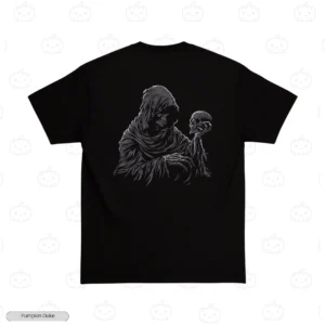 Grim Reaper With Skull Embroidery T-Shirt