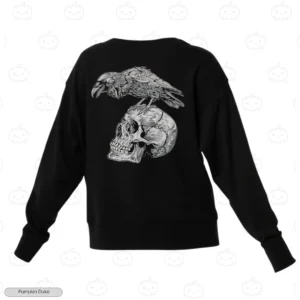 Raven On Skull Embroidery Sweatshirt