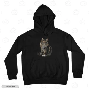 Realistic Maine Coon Cat Embroidery Hoodie