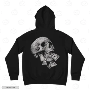 Skull With Money Embroidery Hoodie